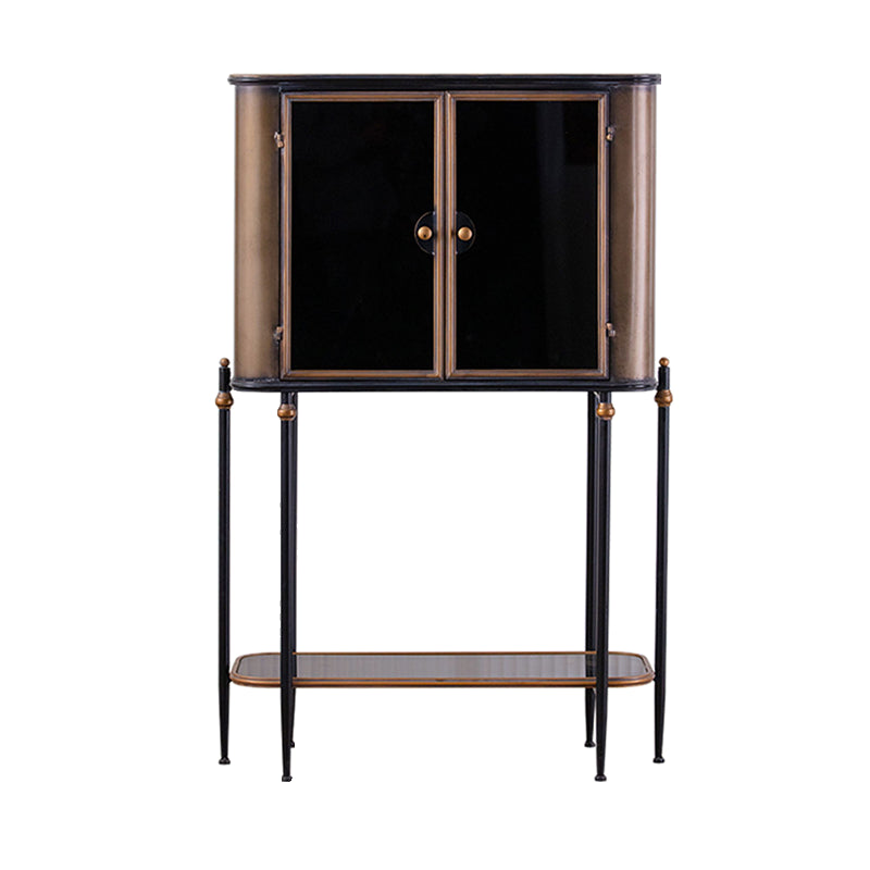 Vintage 3-Drawer Wood Freestanding Wine Cabinet with Doors