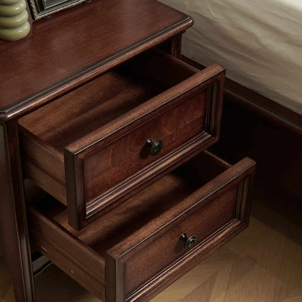 Traditional Cherry Bedside Table with 2 Drawers