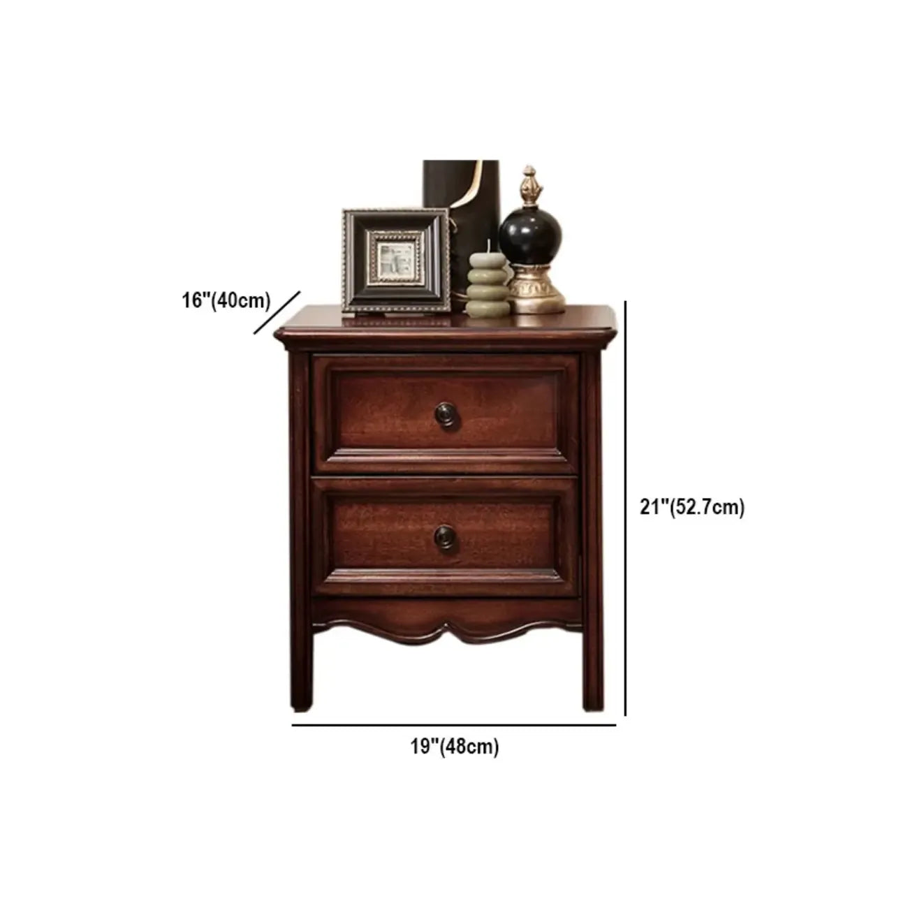 Traditional Cherry Bedside Table with 2 Drawers