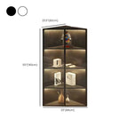Modern Grey Metal Wood Corner Display Cabinet with Glass Door