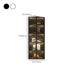 Modern Grey Metal Wood Corner Display Cabinet with Glass Door