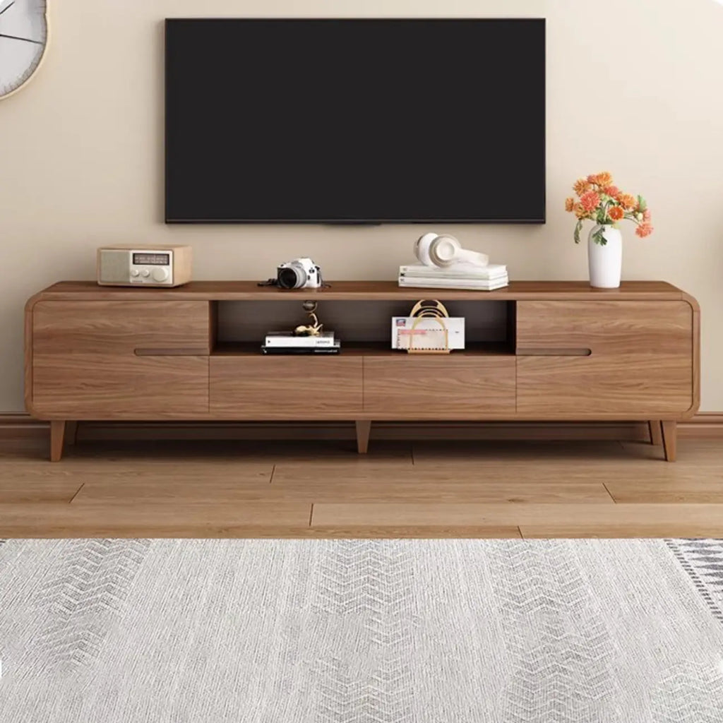 Mid-Century Modern Wood TV Stand with Storage
