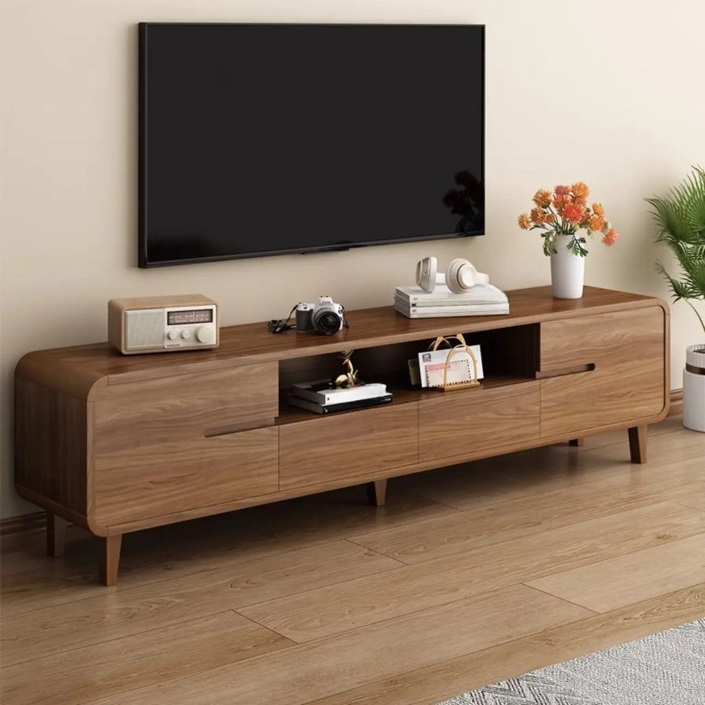 Mid-Century Modern Wood TV Stand with Storage
