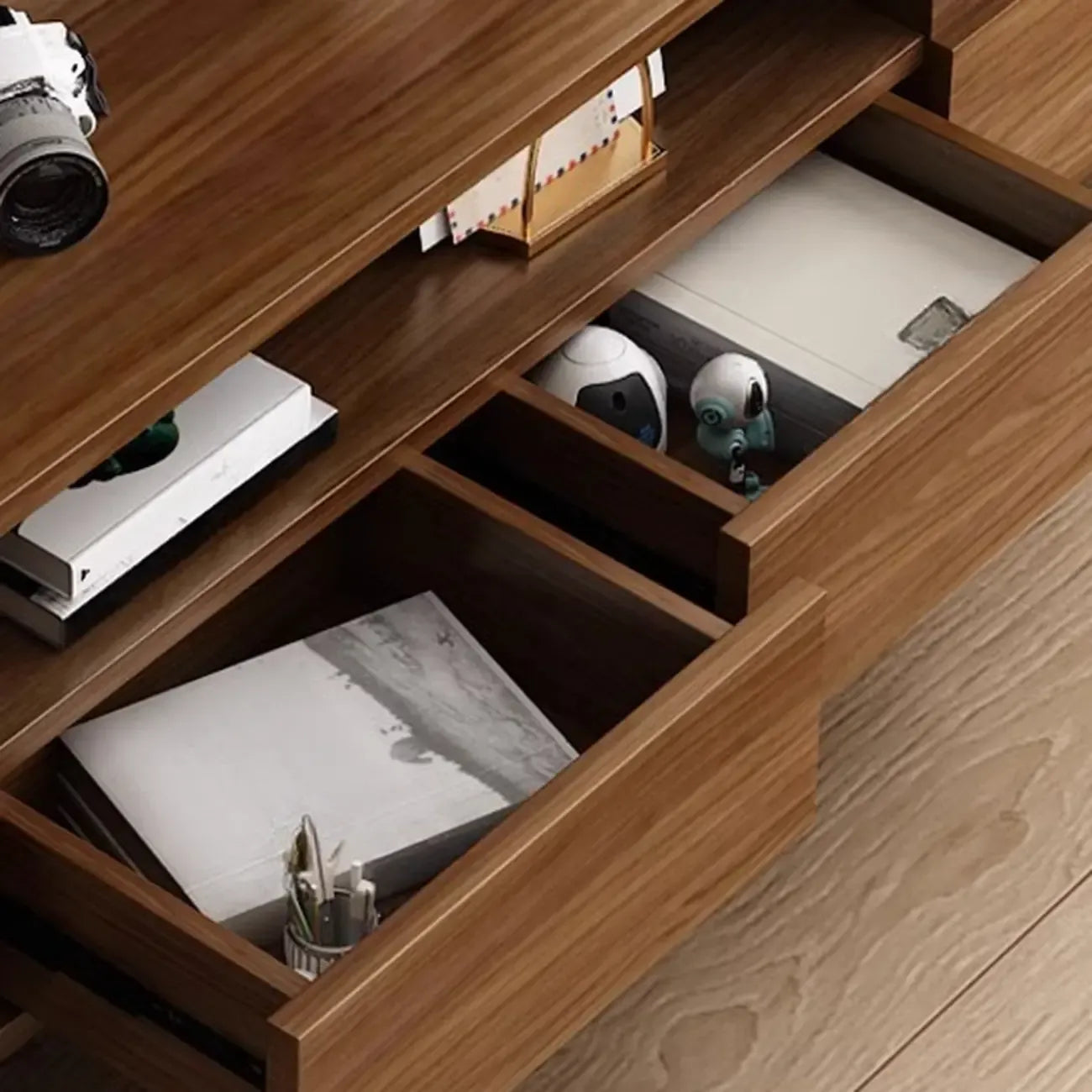 Mid-Century Modern Wood TV Stand with Storage