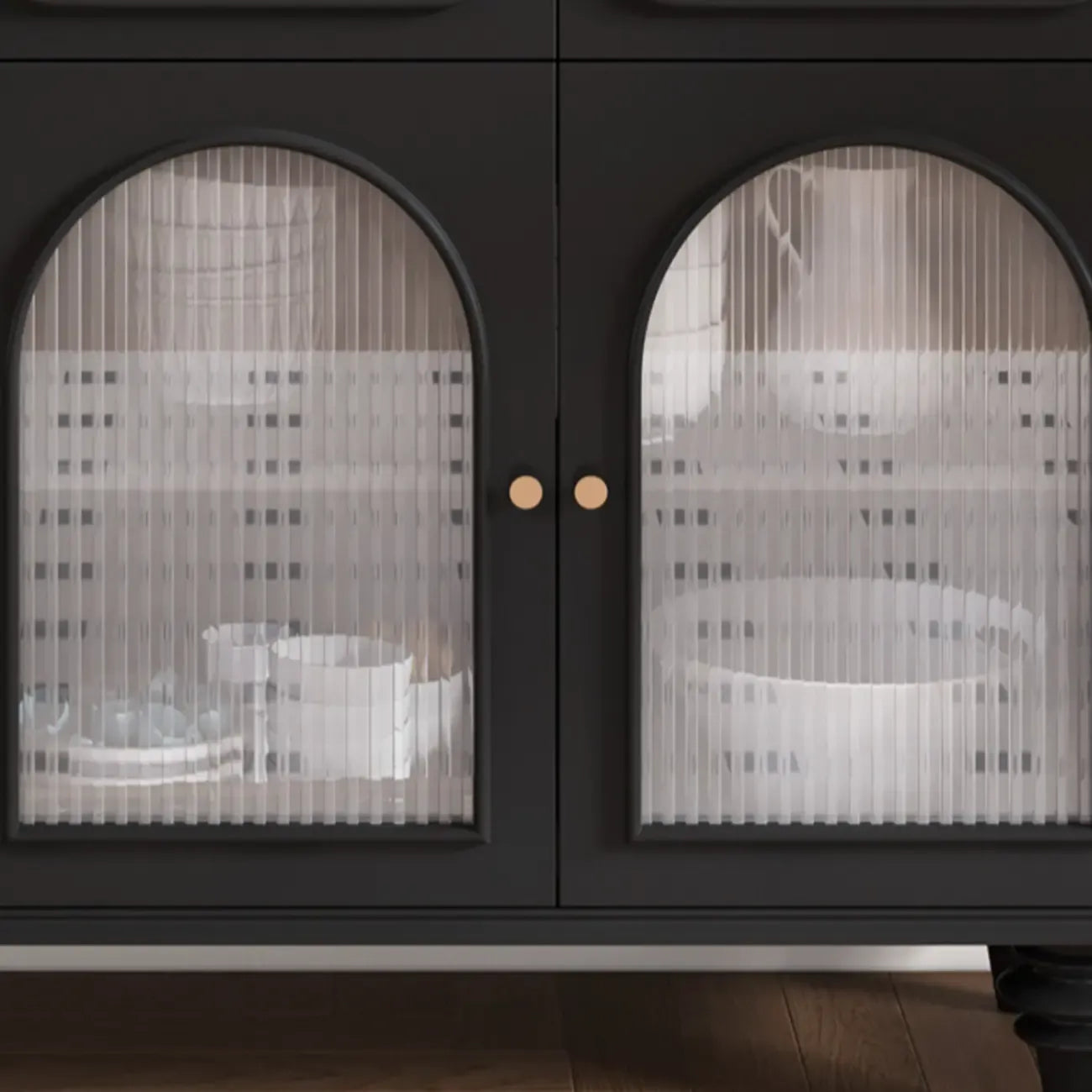 Vintage Midnight Black Wood Storage Sideboard