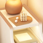 Narrow White Wood 2 Shelves Nightstand