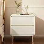 Modern White Bedside Table with Storage Drawers