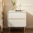 Modern White Bedside Table with Storage Drawers