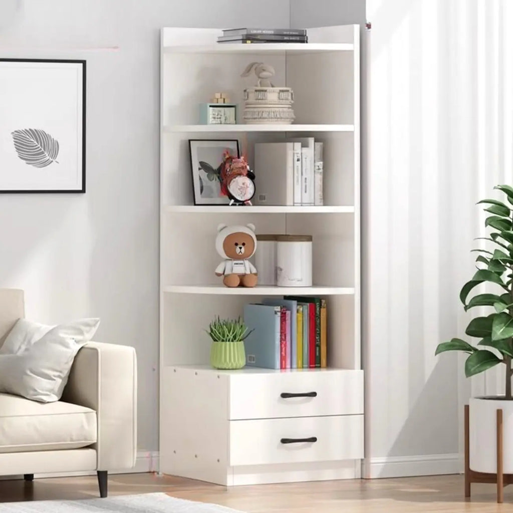 Modern White Wood Space-Saving Corner Storage Chest