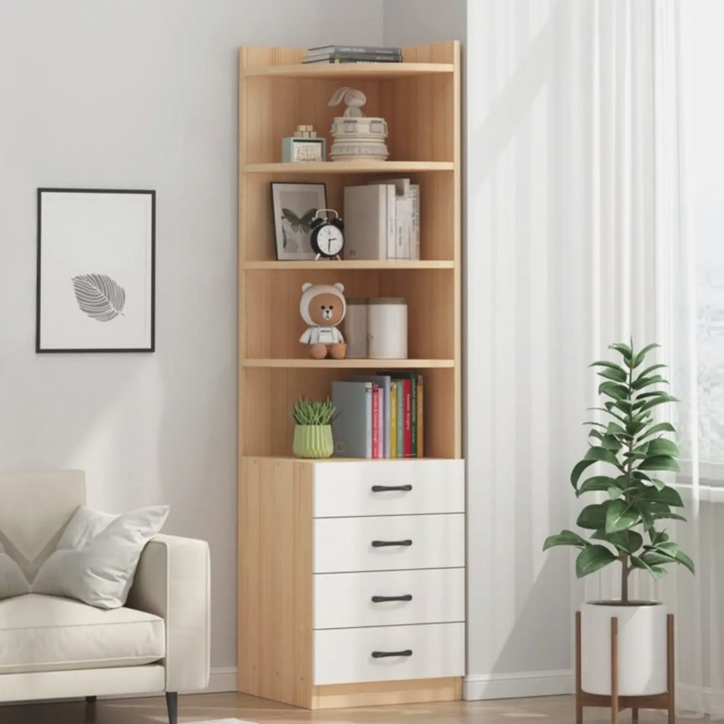 Modern White Wood Space-Saving Corner Storage Chest