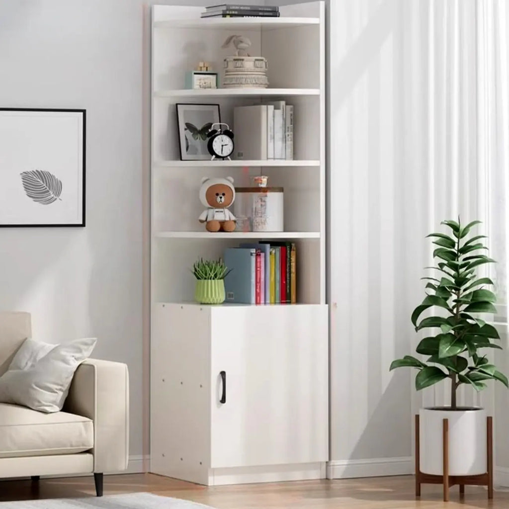 Modern White Wood Space-Saving Corner Storage Chest
