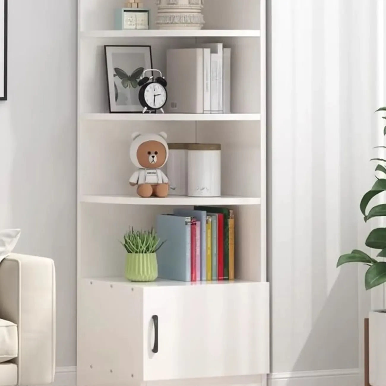 Modern White Wood Space-Saving Corner Storage Chest