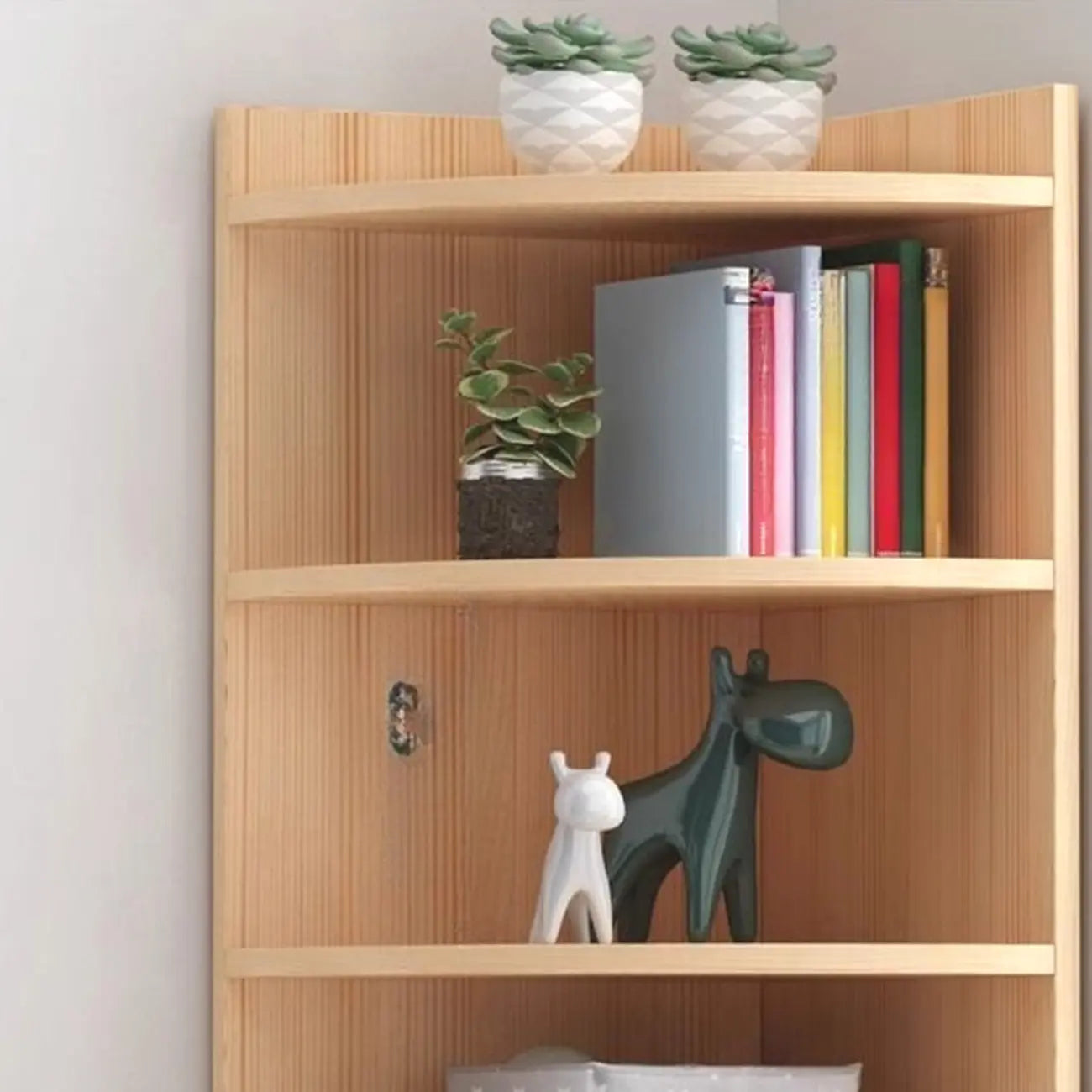 Modern White Wood Space-Saving Corner Storage Chest