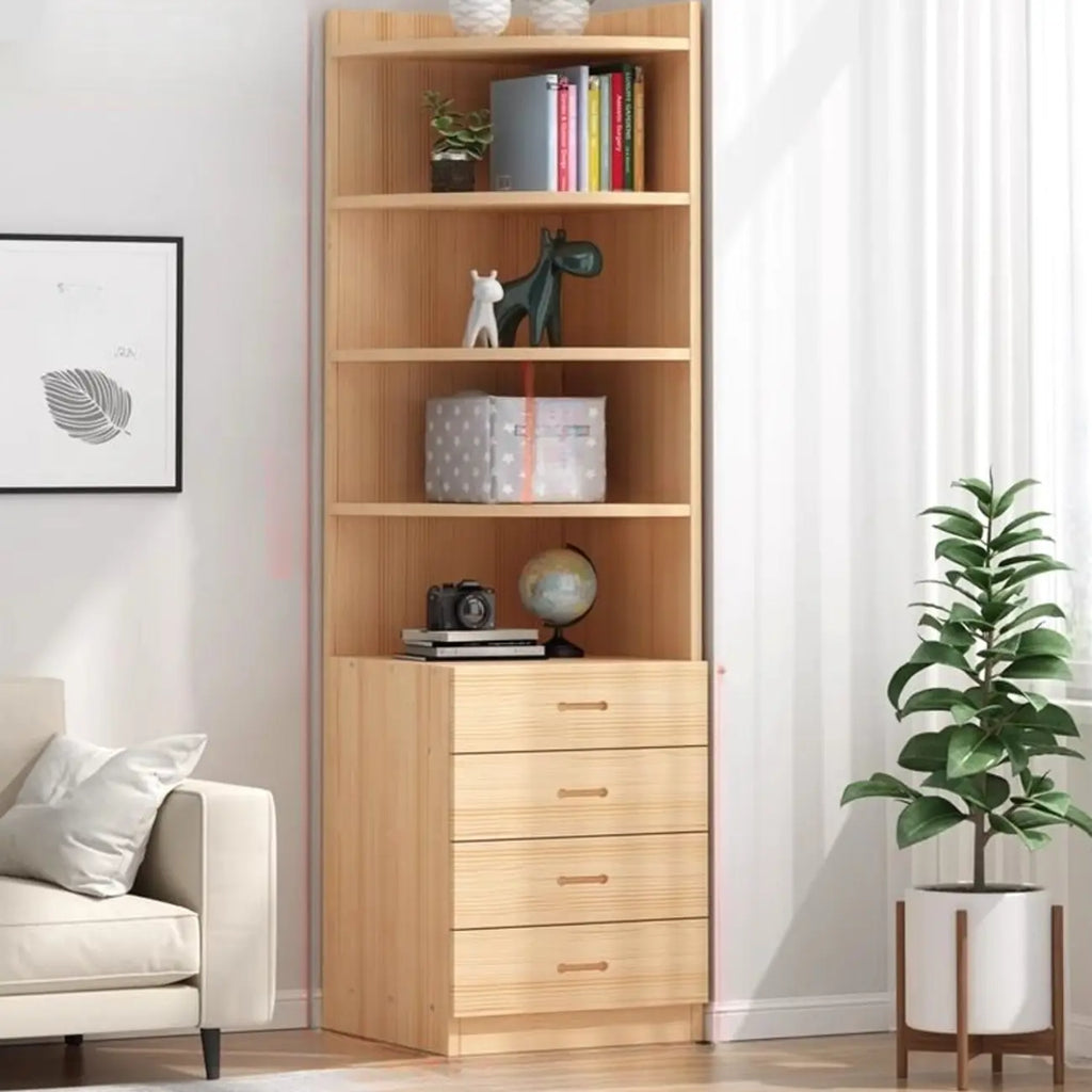 Modern White Wood Space-Saving Corner Storage Chest