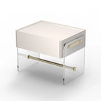 Modish White Acrylic 1-Drawer Nightstand with Shelf