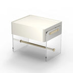 Modish White Acrylic 1-Drawer Nightstand with Shelf