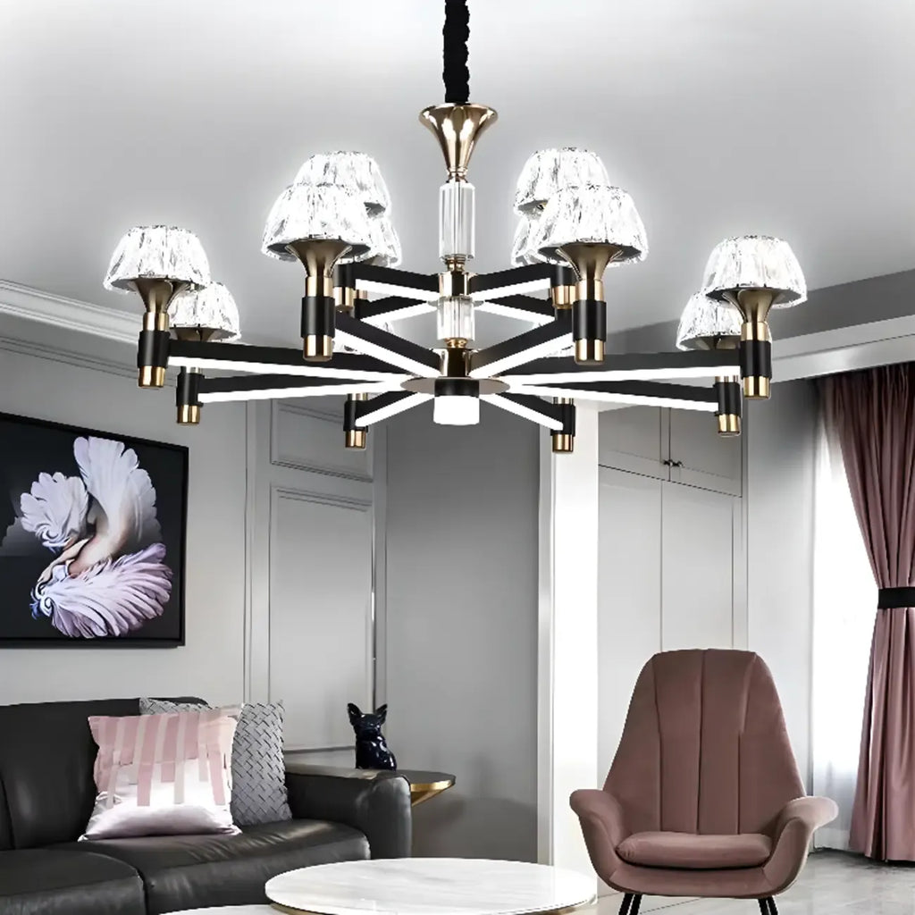 Glamorous Round Tier Crystal Chandelier Dimmable LED