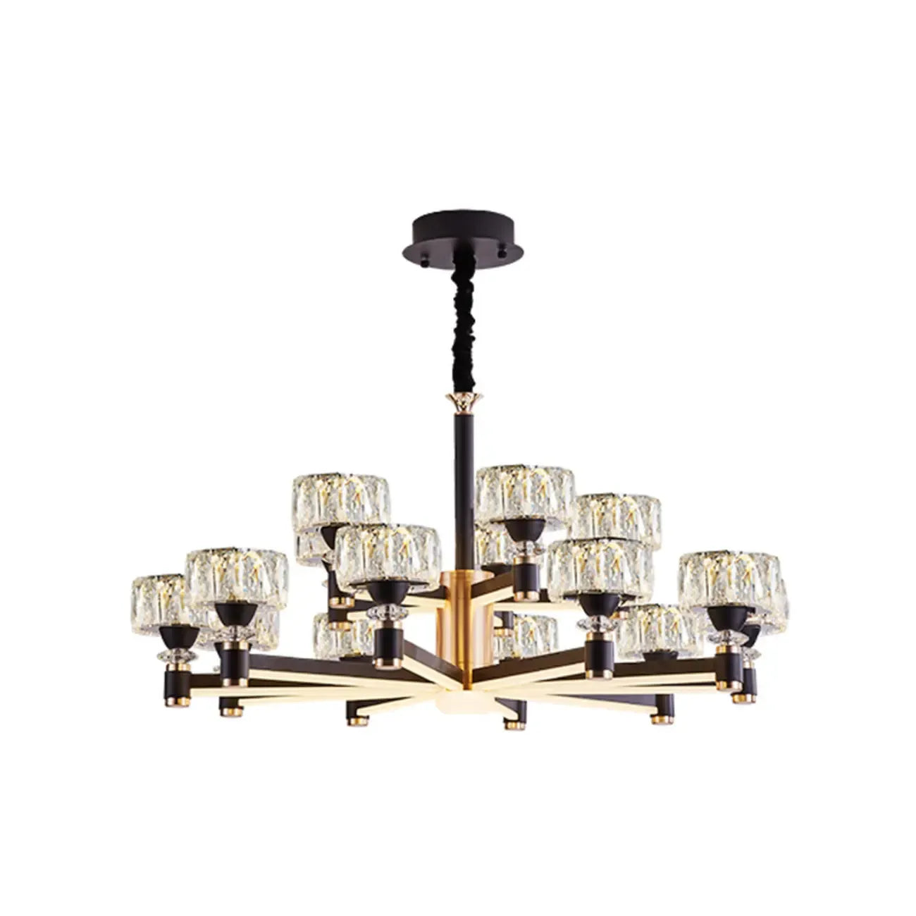Glamorous Round Tier Crystal Chandelier Dimmable LED