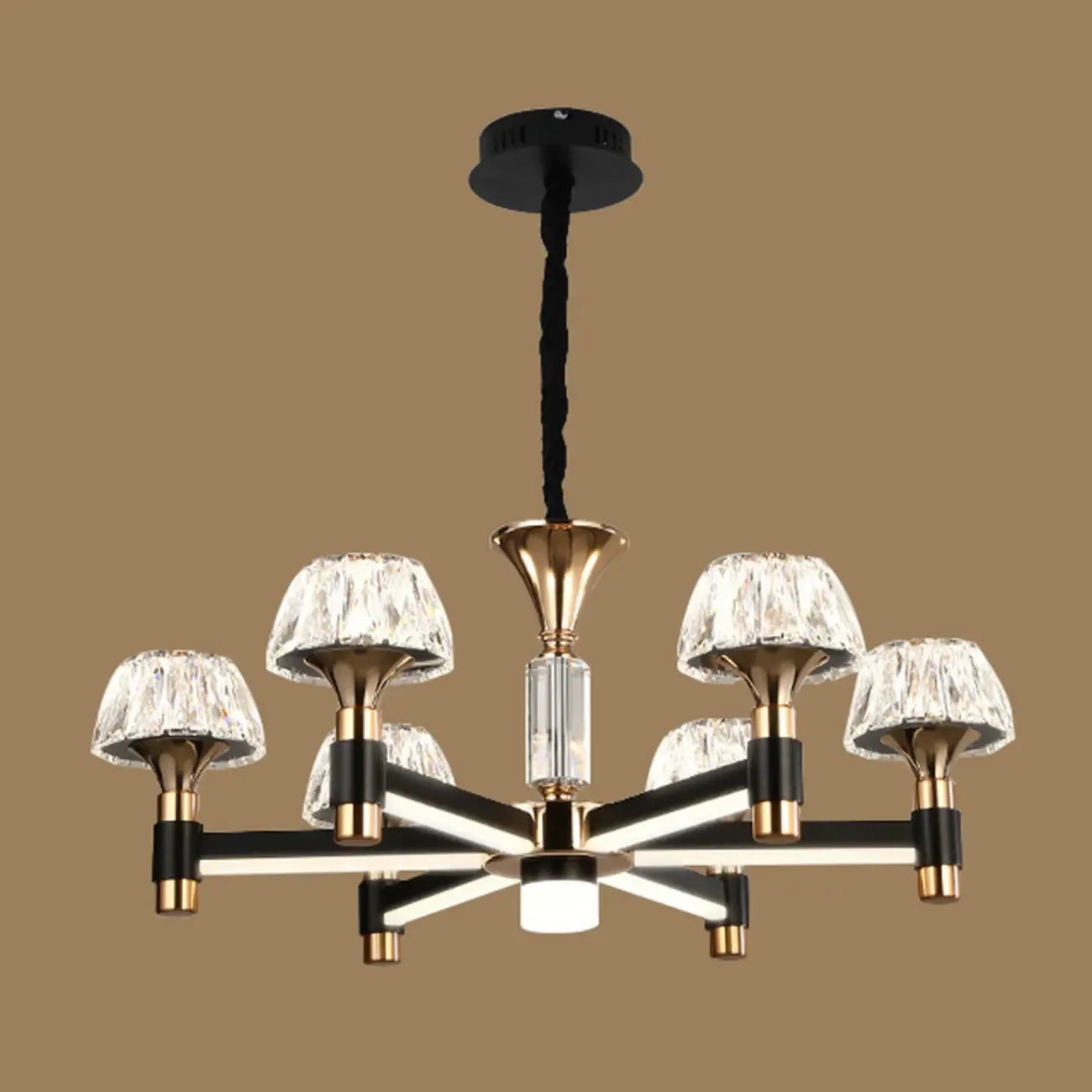 Glamorous Round Tier Crystal Chandelier Dimmable LED