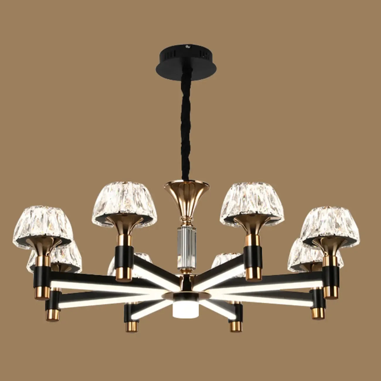 Glamorous Round Tier Crystal Chandelier Dimmable LED