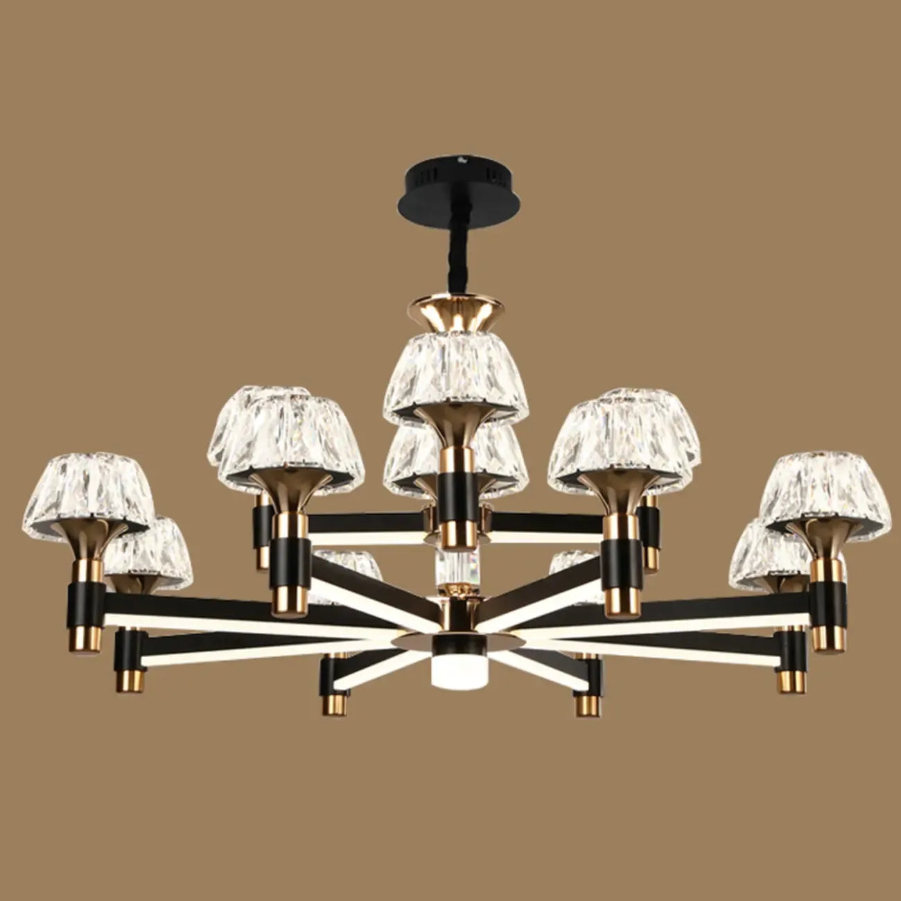 Glamorous Round Tier Crystal Chandelier Dimmable LED