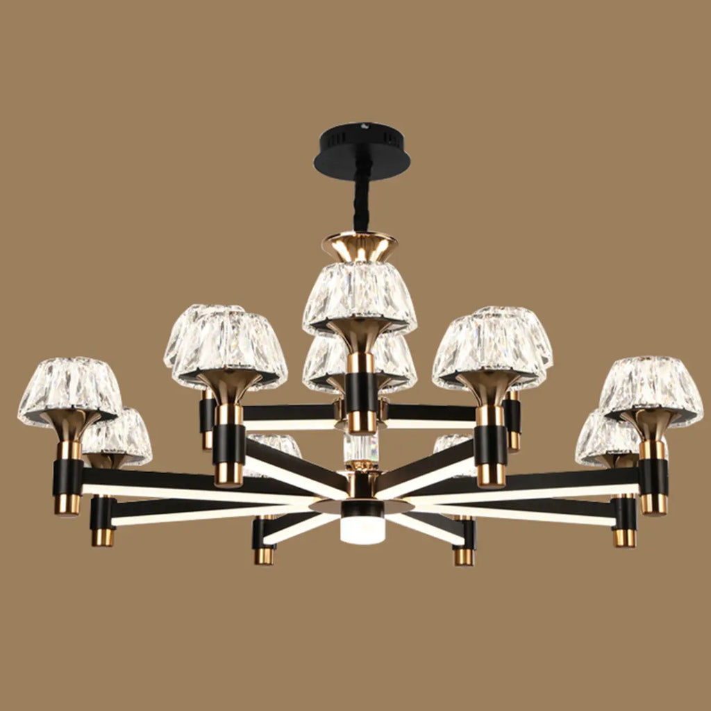 Glamorous Round Tier Crystal Chandelier Dimmable LED