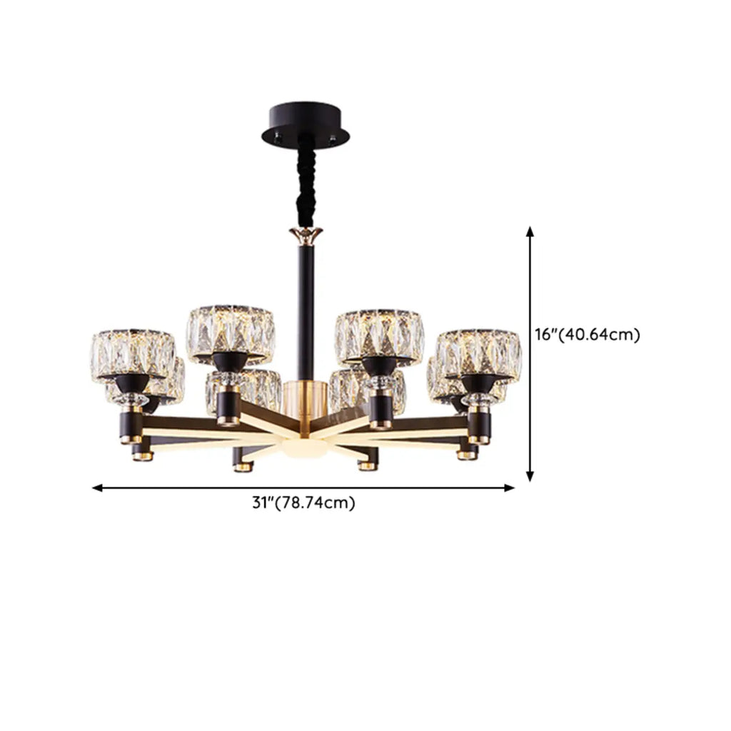 Glamorous Round Tier Crystal Chandelier Dimmable LED
