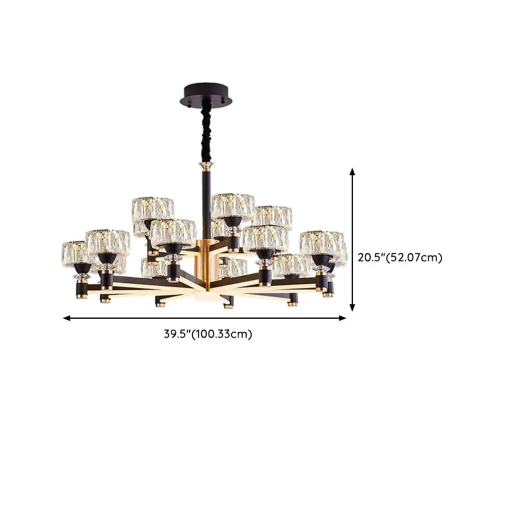 Glamorous Round Tier Crystal Chandelier Dimmable LED