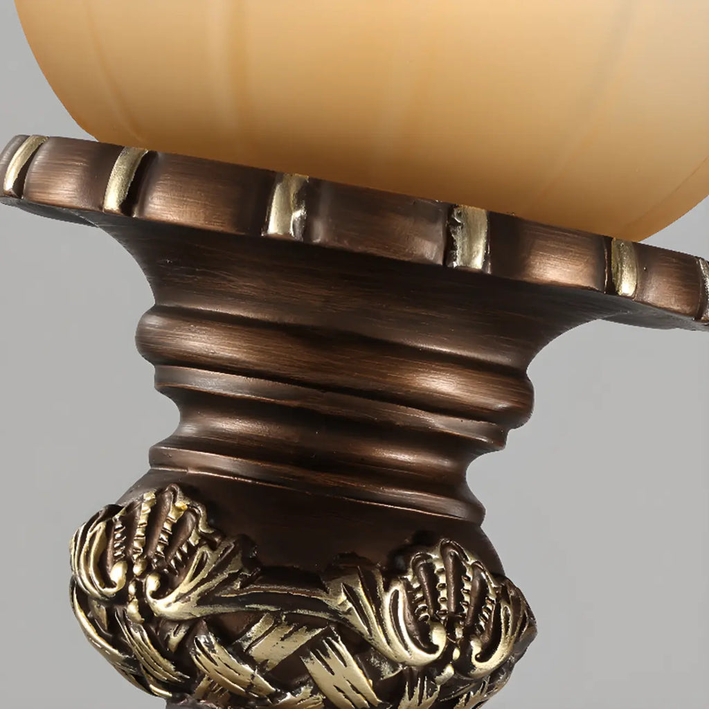 Vintage Glass Shade Brown Up Wall Sconce