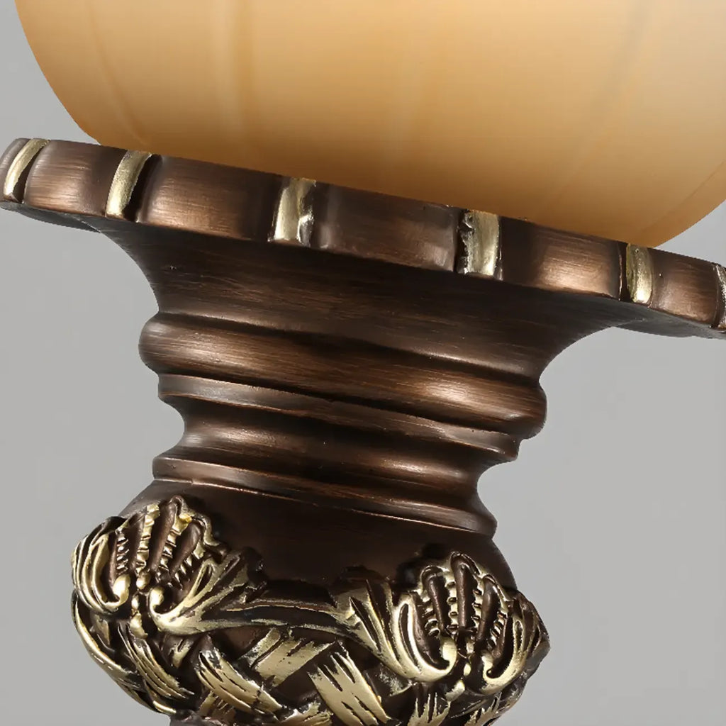 Vintage Glass Shade Brown Up Wall Sconce
