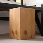 Natural Wood Square Block Base Chairside Table