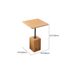 Natural Wood Square Block Base Chairside Table
