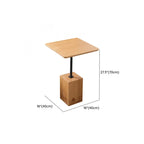 Natural Wood Square Block Base Chairside Table