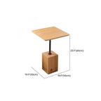 Natural Wood Square Block Base Chairside Table