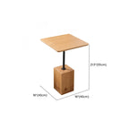 Natural Wood Square Block Base Chairside Table