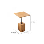 Natural Wood Square Block Base Chairside Table