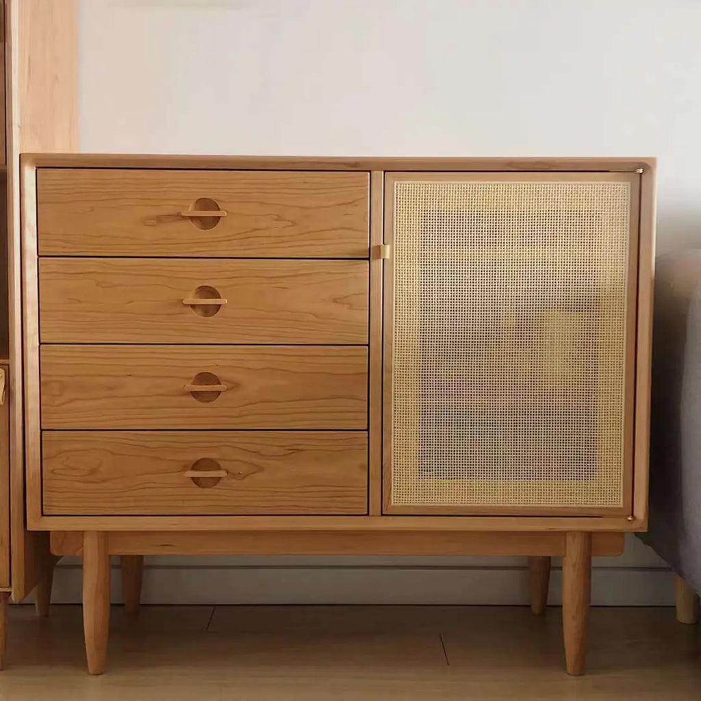 Living Room Modern Natural Wood Rectangle Storage Cabinet