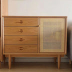 Living Room Modern Natural Wood Rectangle Storage Cabinet