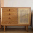 Living Room Modern Natural Wood Rectangle Storage Cabinet