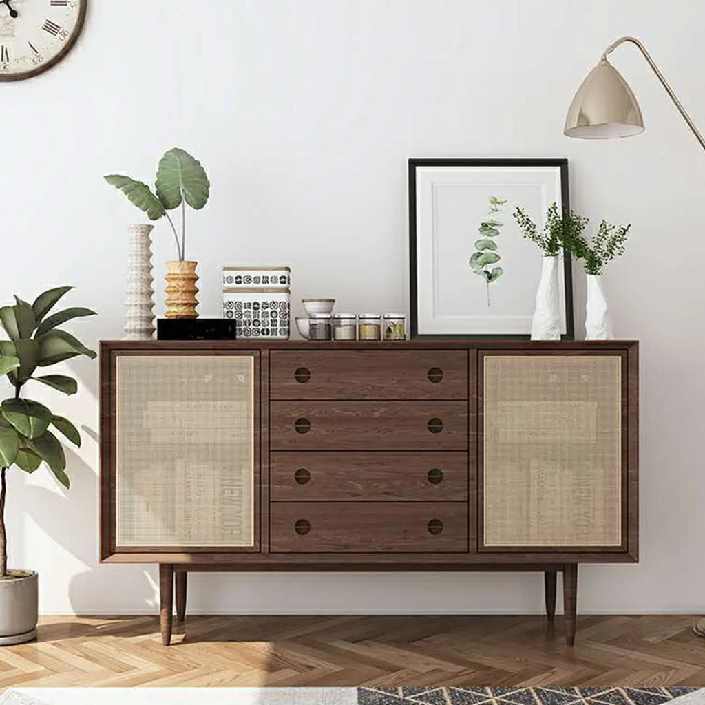 Living Room Modern Natural Wood Rectangle Storage Cabinet