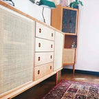 Living Room Modern Natural Wood Rectangle Storage Cabinet