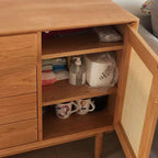 Living Room Modern Natural Wood Rectangle Storage Cabinet