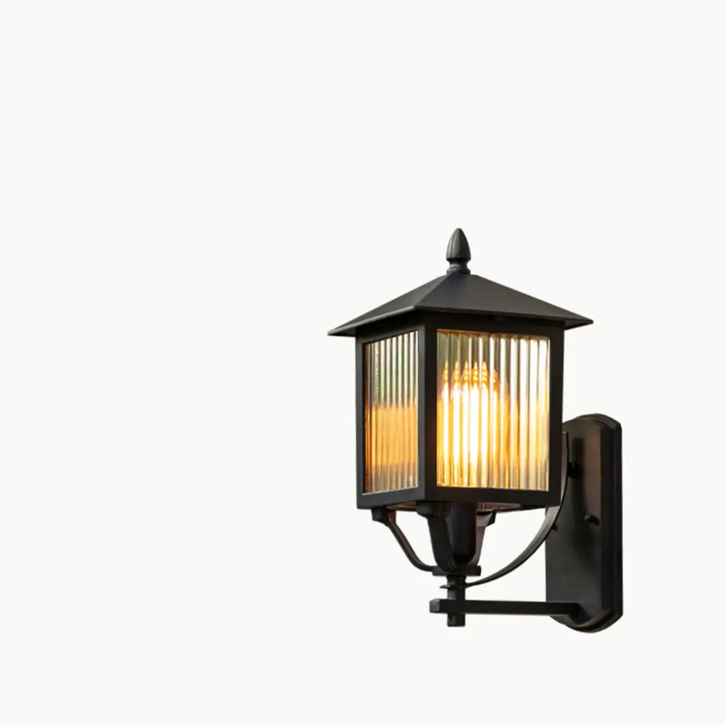 Modern Retro Black Glass LED Outdoor Wall Sconce in Geometric