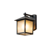 Modern Retro Black Glass LED Outdoor Wall Sconce in Geometric
