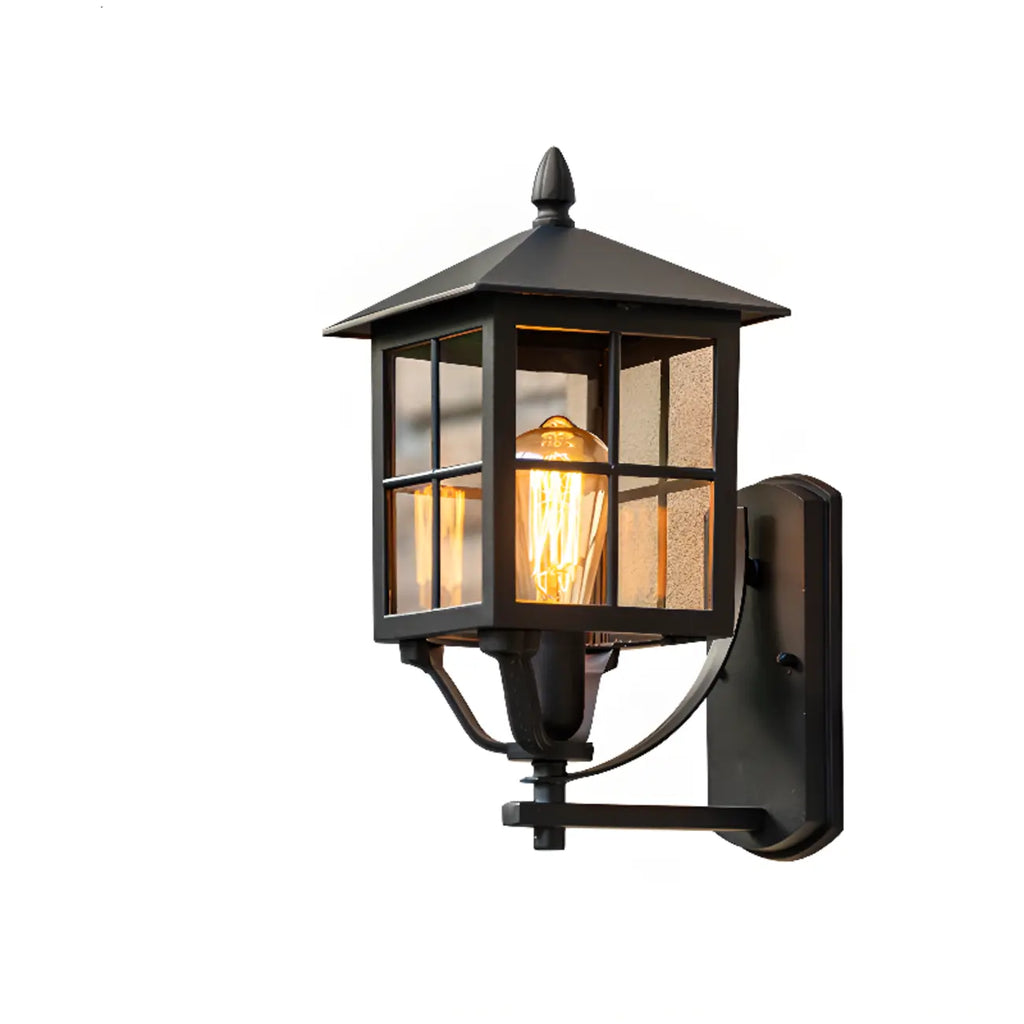 Modern Retro Black Glass LED Outdoor Wall Sconce in Geometric