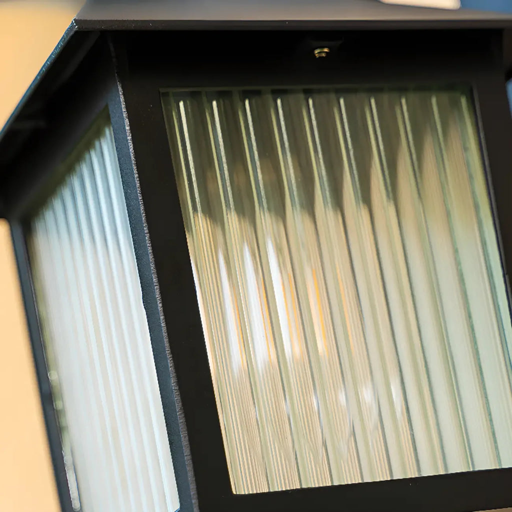 Modern Retro Black Glass LED Outdoor Wall Sconce in Geometric