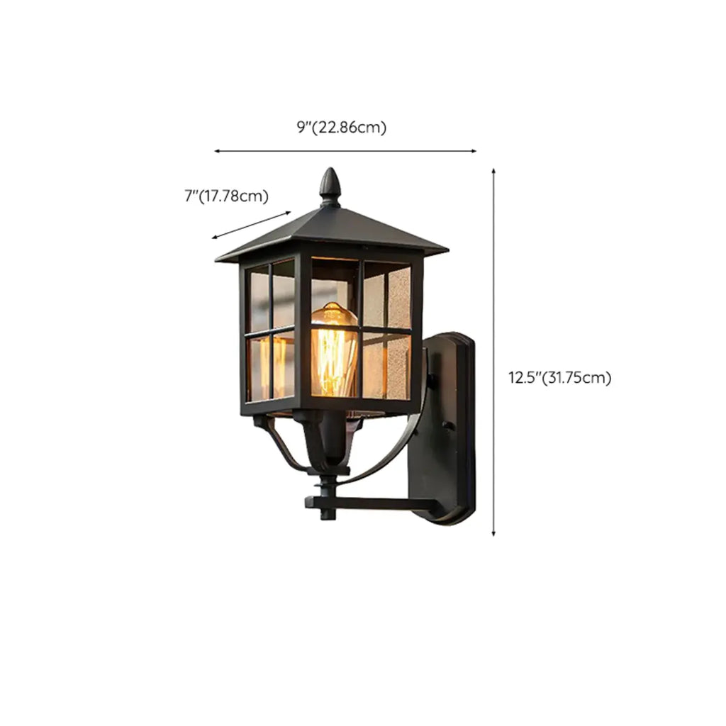 Modern Retro Black Glass LED Outdoor Wall Sconce in Geometric