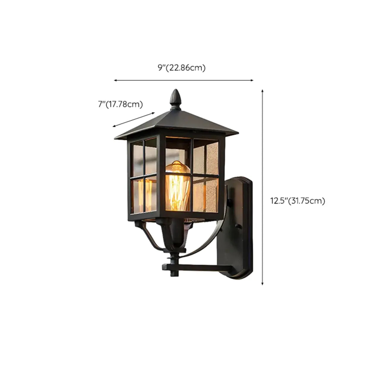 Modern Retro Black Glass LED Outdoor Wall Sconce in Geometric