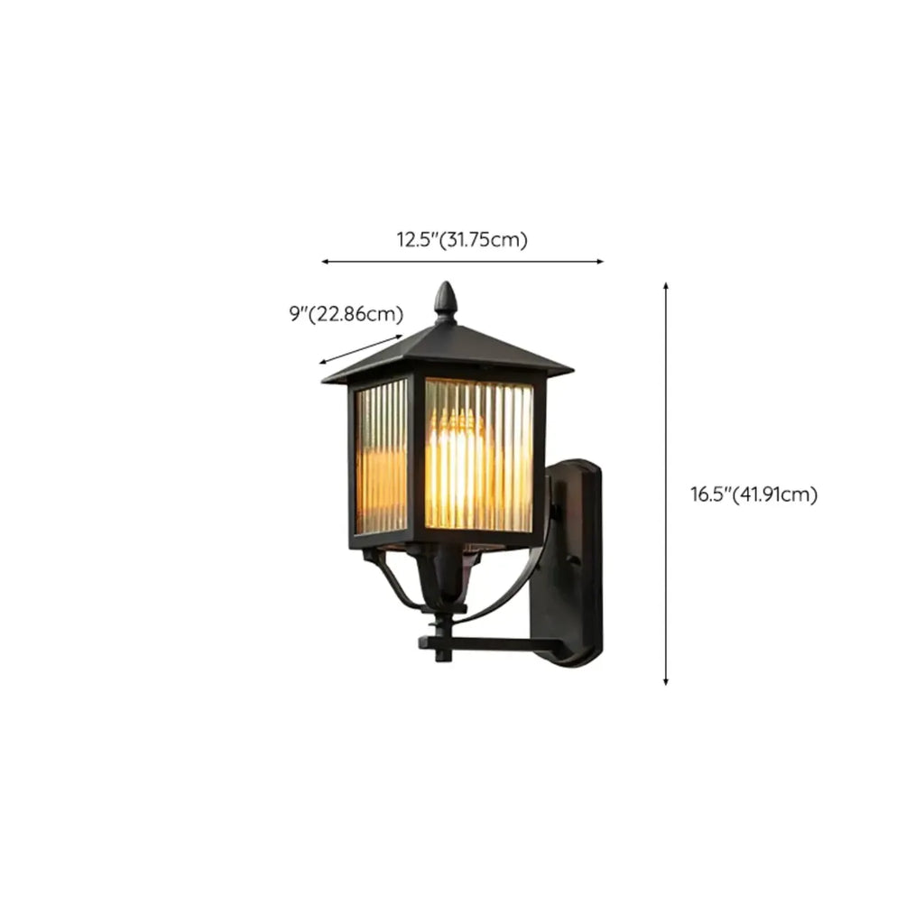 Modern Retro Black Glass LED Outdoor Wall Sconce in Geometric