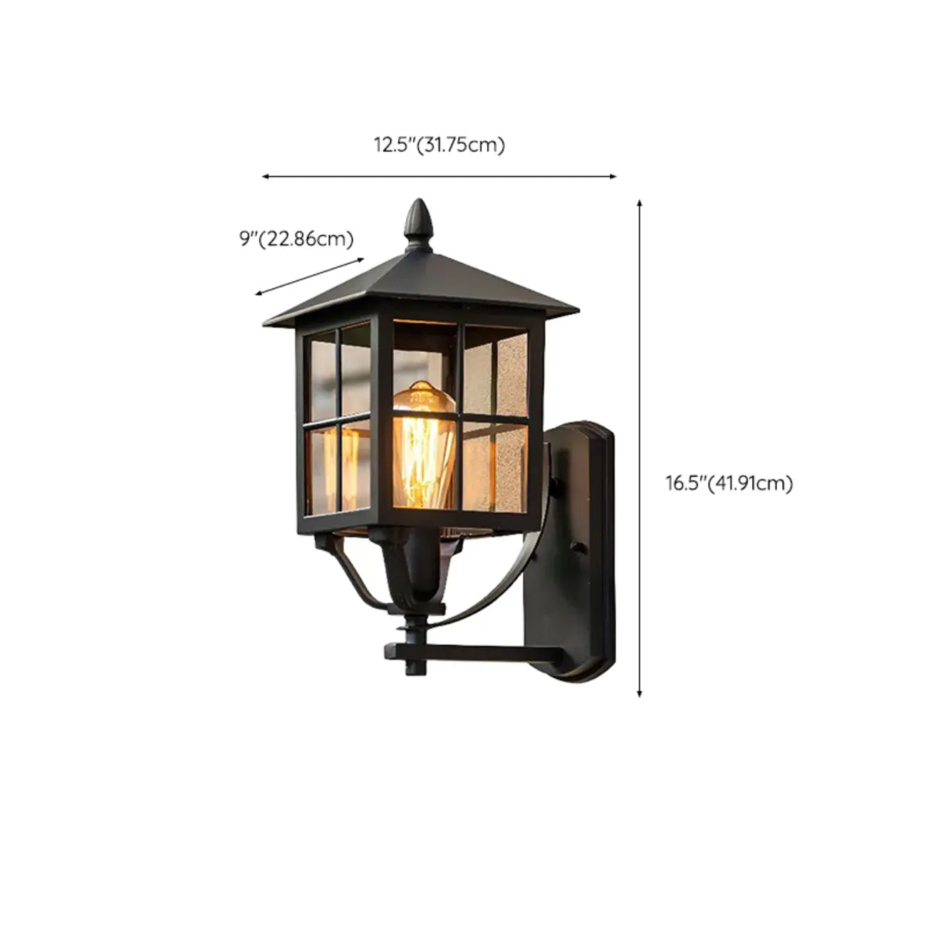Modern Retro Black Glass LED Outdoor Wall Sconce in Geometric